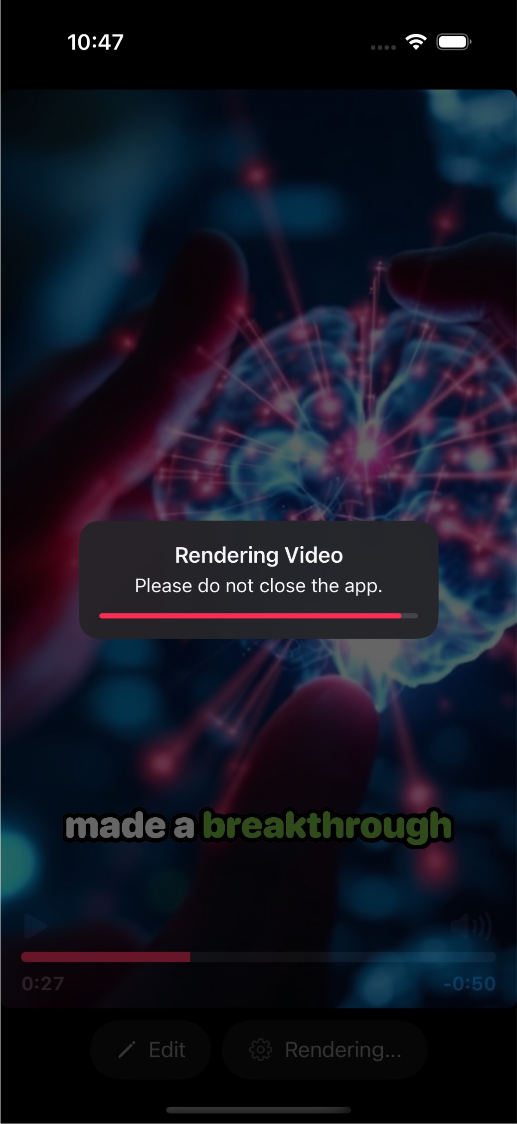 Fast on-device video rendering in progress